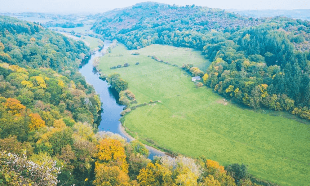 Scenic fishing spot on the River Wye near Hay-on-Wye – ideal for peaceful angling in the Welsh countryside