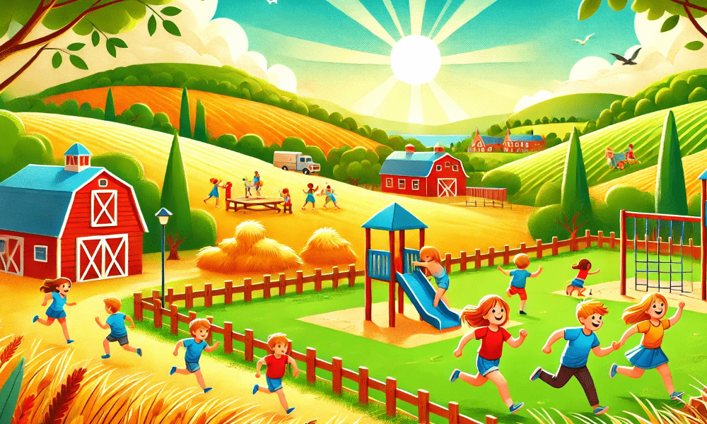 Cartoon of fun activities for kids near Hay-on-Wye – family-friendly attractions and outdoor adventures