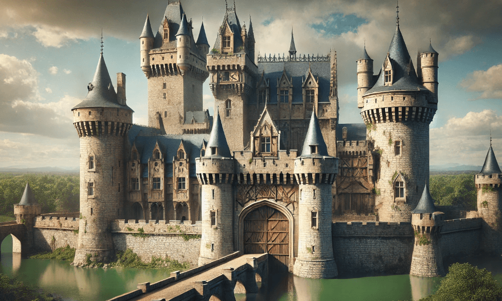 AI-generated image of a castle near Hay-on-Wye for 'Guess the Castle' quiz